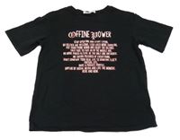 Čierne tričko s nápismi Shein