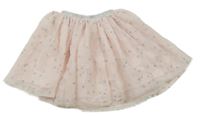 Svetloružová tylová sukňa s bodkami a strieborným pasom H&M