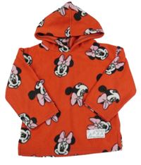 Červená fleecová mikina s Minnií a kapucňou