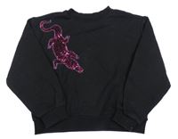 Čierna crop oversize mikina s krokodýlem z flitrů Shoeby