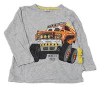 Sivé melírované tričko s monster truck Kiki&Koko