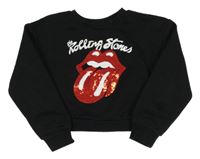 Čierna crop mikina s logem The Rolling Stones Primark