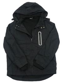 Čierna šušťáková jarná bunda s kapucňou F&F