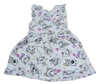 Biele šaty s Disney zvieratkami a volánikmi zn. PRIMARK