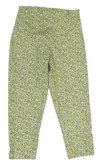 Bílo-žluto-zelené květované sportovní běžecké crop legíny PRIMARK