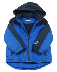 Modro-tmavomodrá šusťáková zimní bunda s odepínací kapucí H&M