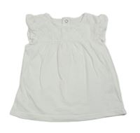 Biele tričko s kvietkami a volánikmi Tu