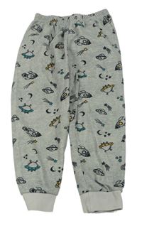 Šedé melírované fleecové pyžamové kalhoty s raketami Matalan