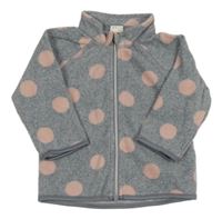 Sivo-svetloružová bodkovaná á melírovaná fleecová prepínaci mikina H&M