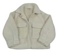 Smotanová huňatá podšitá bunda s golierikom V BY VERY