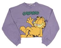 Fialová crop mikina s Garfieldem H&M