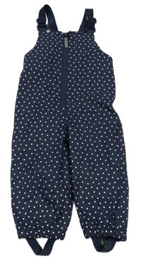 Tmavomodro-bílé puntíkaté nepromokavé laclové kalhoty Topomini
