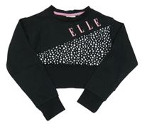 Čierna crop mikina s logom a vzorom ELLE