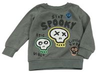 Tmavosivá melírovaná mikina s lebkami George