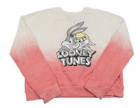 Smetanovo-svetloružová -ružová ombré crop mikina s Bugs a Lolou Bunny C&A