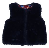 Tmavomodrá kožušinová podšitá vesta