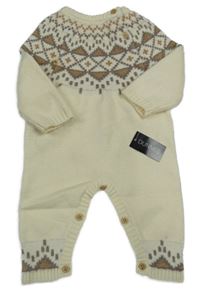 Nové - smetanovo-hnědý úpletový overal se vzorem St. Bernard