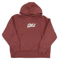 Mahagonová mikina s písmenky a kapsou a kapucí ZARA