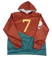 Rezavo-šalvějová športová mikina s číslom a kapucňou