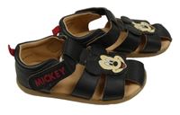 Tmavomodro-béžové koženkové sandály s Mickey H&M vel. 23