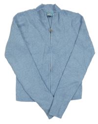 Modrý melírovaný rebrovaný úpletový prepínaci crop sveter RUBY