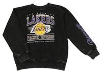 Černá šisovaná mikina s míčem a nápisem - LAKERS PRIMARK