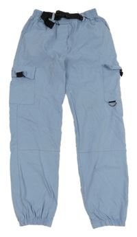 Světlemodré cargo cuff kalhoty 