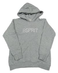 Sivá melírovaná mikina s logom a vreckom a kapucňou ESPRIT