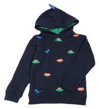Tmavomodrá mikina s dinosaury a kapucí s ostny M&S