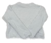 Biely chlpatý crop sveter H&M