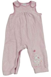 Růžové sametové laclové tepláky s myškou Mothercare