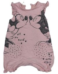 Růžový bavlněný kraťasový overal s Minnie George
