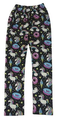 Čierne legíny s jednorožcami a donuty