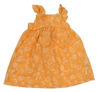 Oranžové ľahké šaty s ovociem zn. Primark