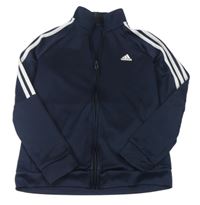 Tmavomodrá sportovní propínací funkční mikina s logem Adidas