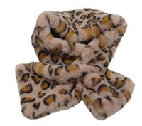Starorůžová kožešinová šála s leopardím vzorem
