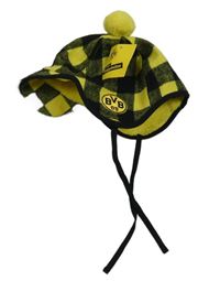 Nové - Žluto-černá kostkovaná fotbalová beranice s bambulí - Borussia Dortmund