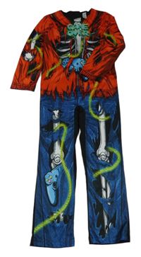 Kockovaným - Červeno-modrý overal s kostmi a ovladačem zn. Matalan