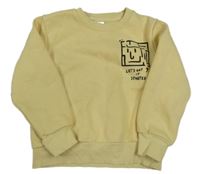 Žltá mikina s potlačou a nápisom DeFacto