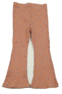 Starorůžové květované žebrované flare legíny George