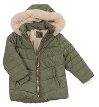 Khaki šusťáková zimní bunda s kapucí Pep&Co