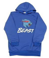 Modrá lehká mikina s pumou a kapucí