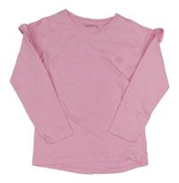 Růžové triko s volánky a výšivkou Nutmeg