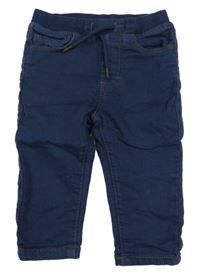 Tmavomodré teplákové rifle s úpletovým pasom Manor