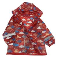 Červená pláštěnka s mraky a kapucňou Lupilu