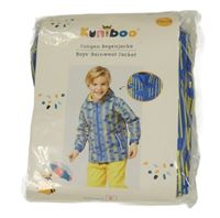 Nové - Modro-žlutá pruhovaná nepromokavá lehce zateplená bunda s velrybami a kapucí Kuniboo