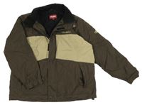 Hnedo-piesková á šušťáková lyžiarska bunda