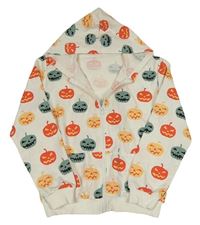 Smotanová prepínaci mikina s dýněmi a kapucňou