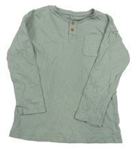 Zelenošedé triko s kapsou a knoflíky Tu