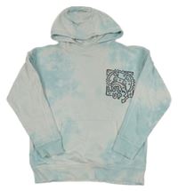 Svetlomodrá batikovaná mikina s ovladačem a kapucňou George